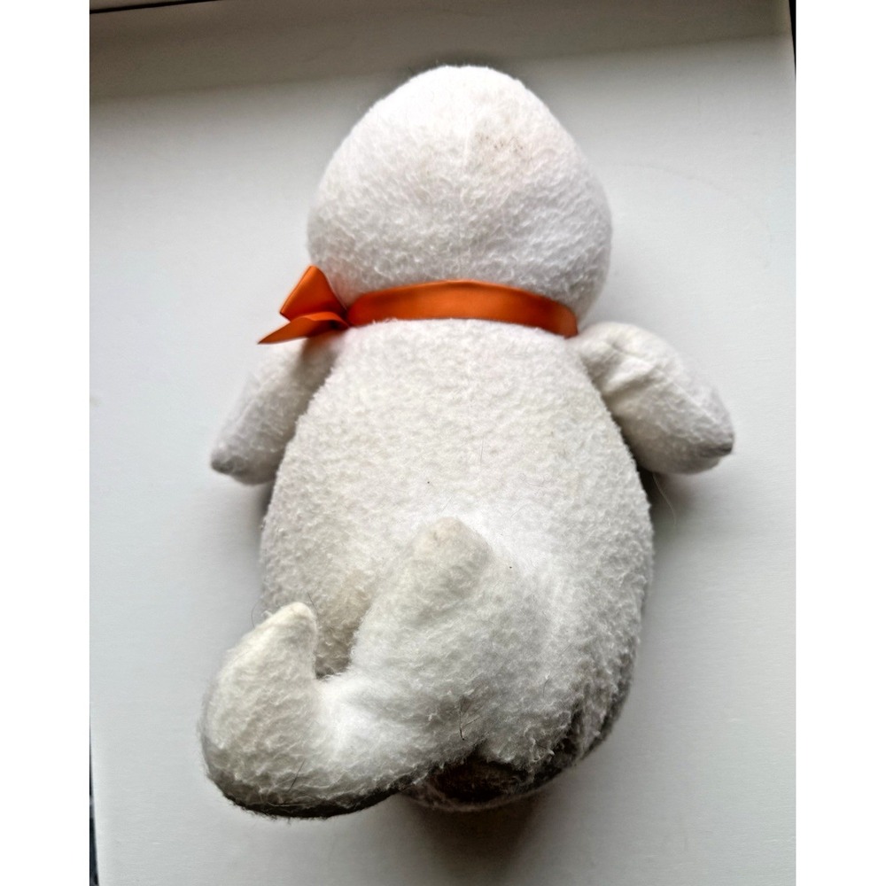 Vintage Halloween Plush Ghost with Orange Ribbon Plaid Heart 12" - Picture 5 of 5